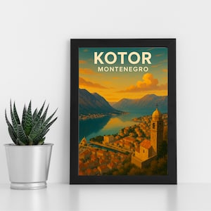 Arte de impressão digital de Kotor Montenegro l Montenegro l Pôster personalizado, cartão postal, impressão emoldurada, cartão comemorativo l Retrato