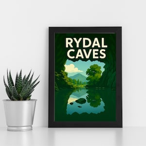 Arte digital impressa das Cavernas Rydal l Parque Nacional Lake District l Pôster personalizado, cartão postal, impressão emoldurada, cartão comemorativo l Retrato
