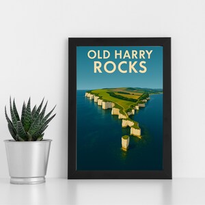 The Old Harry Rocks Digitaldruck Kunstwerk l Dorset l Individuelles Poster, Postkarte, gerahmter Druck, Grußkarte l Porträt