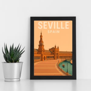 Obra de arte digital de Sevilha l Espanha l Pôster personalizado, cartão postal, impressão emoldurada, cartão comemorativo l Retrato
