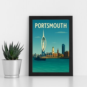 Portsmouth Digital Print Artwork l Hampshire l Poster, Postkarte, gerahmter Druck, Grußkarte l Portrait