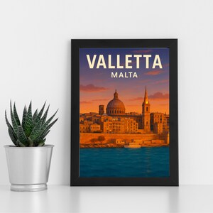 Valletta Malta Impressão Digital Arte l Malta l Pôster personalizado, cartão postal, impressão emoldurada, cartão de felicitações l Retrato