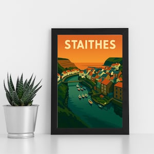 Staithes Impressão Digital Obra de Arte l Yorkshire l pôster, cartão postal, impressão emoldurada, cartão de felicitações l Retrato