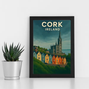 Cork, Irlande, oeuvre d'art en impression numérique l Irlande l Poster personnalisé, carte postale, impression encadrée, carte de voeux l Portrait