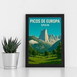 Picos de Europa Digitaldruck Kunstwerk l Spanien l Kundenspezifisches Poster, Postkarte, gerahmter Druck, Grußkarte l Porträt