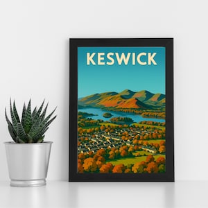 Keswick Digital Print Artwork l Lake Distrikt Nationalpark l Poster, Postkarte, gerahmter Druck, Grußkarte l Portrait