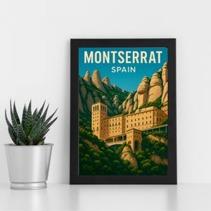 Obra de arte digital de Montserrat l Espanha l Pôster personalizado, cartão postal, impressão emoldurada, cartão comemorativo l Retrato