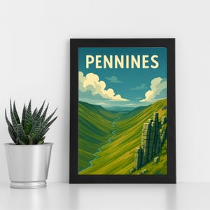 Pennines Digitaldruck Kunstwerk l Englische Berge l Individuelles Poster, Postkarte, gerahmter Druck, Grußkarte l Porträt