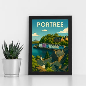 Obra de arte de impressão digital de Portree l Ilha de Skye l pôster, cartão postal, impressão emoldurada, cartão de felicitações l Retrato