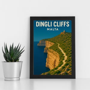 Dingli Cliffs Malta Impressão digital Arte l Malta l Cartaz personalizado, cartão postal, impressão emoldurada, cartão de felicitações l Retrato