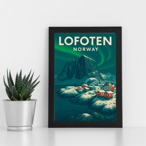 Arte de impressão digital de Lofoten l Noruega l Pôster personalizado, cartão postal, impressão emoldurada, cartão comemorativo l Retrato
