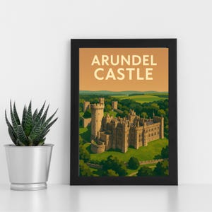Obra de arte digital do Castelo de Arundel l Arundel l pôster, cartão postal, impressão emoldurada, cartão comemorativo l Retrato