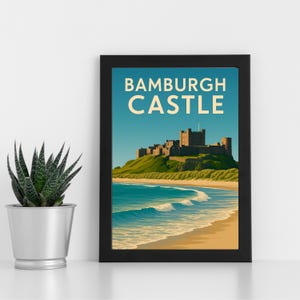 Bamburgh Castle Digital Print Artwork l Bamburgth l Poster, Postkarte, gerahmter Druck, Grußkarte l Portrait