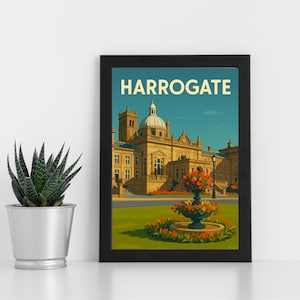 Harrogate Digitaldruck Kunstwerk l Yorkshire l Kundenspezifisches Poster, Postkarte, gerahmter Druck, Grußkarte l Porträt