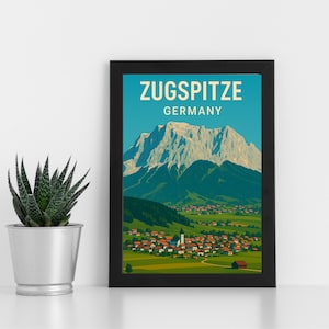 Oeuvre d'art en impression numérique de la Zugspitze Allemagne l Allemagne l Poster personnalisé, carte postale, impression encadrée, carte de voeux l Portrait