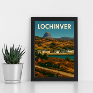 Lochinver Digital Print Artwork l Schottische Highlands l Poster, Postkarte, gerahmter Druck, Grußkarte l Portrait