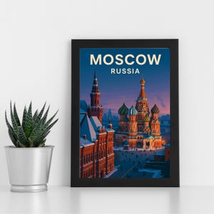 Arte de impressão digital de Moscou l Rússia l Pôster personalizado, cartão postal, impressão emoldurada, cartão comemorativo l Retrato