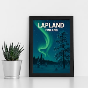 Lapônia Finlândia Impressão Digital Arte l Finlândia l Pôster personalizado, cartão postal, impressão emoldurada, cartão de felicitações l Retrato