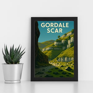Gordale Scar Digital Art Print Artwork l Yorkshire Dales l Kundenspezifisches Poster, Postkarte, gerahmter Druck, Grußkarte l Portrait