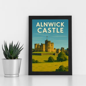 Obra de arte digital do Castelo de Alnwick l Alnwick l pôster, cartão postal, impressão emoldurada, cartão comemorativo l Retrato
