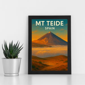 Obra de arte digital do Monte Teide l Espanha l Pôster personalizado, cartão postal, impressão emoldurada, cartão comemorativo l Retrato