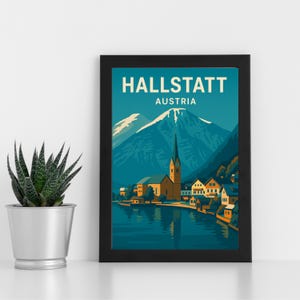 Impression numérique d'oeuvres d'art Hallstatt Autriche l Autriche l Poster personnalisé, carte postale, impression encadrée, carte de voeux l Portrait
