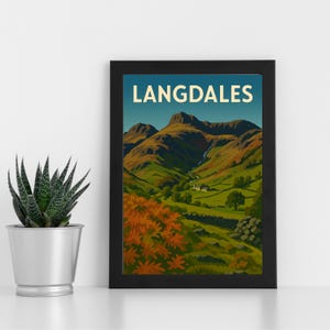 Langdale Pikes Digitaldruck Kunstwerk l Lake Platter Berg l Individuelles Poster, Postkarte, gerahmter Druck, Grußkarte l Porträt