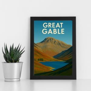 Great Gable Digitaldruck Kunstwerk l Seenplatte Berg l Individuelles Poster, Postkarte, gerahmter Druck, Grußkarte l Porträt