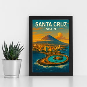 Arte digital de Santa Cruz l Espanha l Pôster personalizado, cartão postal, impressão emoldurada, cartão comemorativo l Retrato