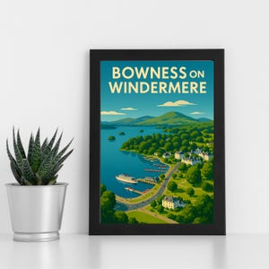 Bowness em Windermere Impressão digital Obra de arte l Lake District l pôster, cartão postal, impressão emoldurada, cartão de felicitações l Retrato