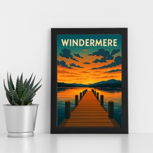 Windermere Digitaldruck Kunstwerk l Lake Distrikt Nationalpark l Individuelles Poster, Postkarte, gerahmter Druck, Grußkarte l Portrait