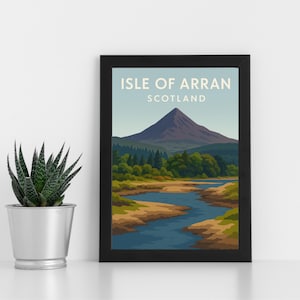 Arte digital impressa da Ilha de Arran l Ilha de Arran, Escócia l Pôster personalizado, cartão postal, impressão emoldurada, cartão comemorativo l Retrato