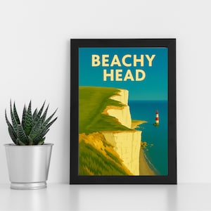 Beach Head Digitaldruck Kunstwerk l South Downs Nationalpark l Individuelles Poster, Postkarte, gerahmter Druck, Grußkarte l Portrait