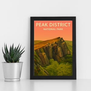 Peak Distrikt Digitaldruck Kunstwerk l Peak Distrikt National Park l Individuelles Poster, Postkarte, gerahmter Druck, Grußkarte l Portrait