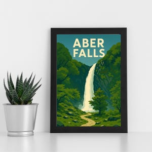 Aber Falls Digitaldruck Kunstwerk l Eryri nationalpark l Individuelles Poster, Postkarte, gerahmter Druck, Grußkarte l Portrait