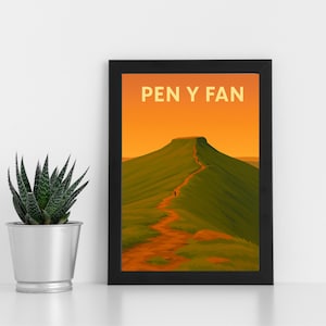 Pen Y Fan Digitaldruck Kunstwerk l Brecon Beacons Mountain l Individuelles Poster, Postkarte, gerahmter Druck, Grußkarte l Porträt