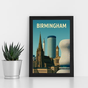Birmingham Digitaldruck Kunstwerk l West Midlands l Individuelles Poster, Postkarte, gerahmter Druck, Grußkarte l Porträt