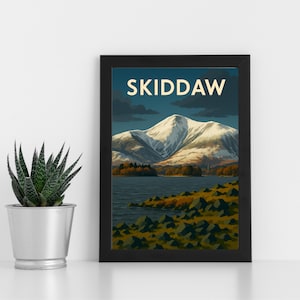 Arte digital de Skiddaw l Montanha Lake District l Pôster personalizado, cartão postal, impressão emoldurada, cartão comemorativo l Retrato