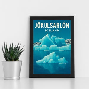Oeuvre d'art en impression numérique de Jokulsarlon l Islande l Poster personnalisé, carte postale, impression encadrée, carte de voeux l Portrait
