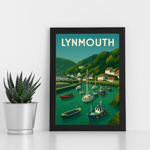 Lynmouth Digital Print Artwork l Exmoor National Park l Poster, Postkarte, gerahmter Druck, Grußkarte l Portrait