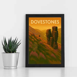 Taubensteine Digitaldruck Kunstwerk l Peak Distrikt Nationalpark l Individuelles Poster, Postkarte, gerahmter Druck, Grußkarte l Portrait