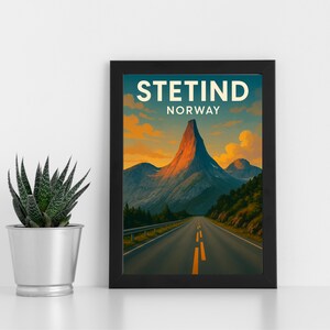 Arte digital Stetind l Noruega l Pôster personalizado, cartão postal, impressão emoldurada, cartão comemorativo l Retrato