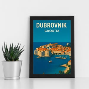 Oeuvre d'art impression numérique Dubrovnik Croatie l Croatie l Poster personnalisé, carte postale, impression encadrée, carte de voeux l Portrait