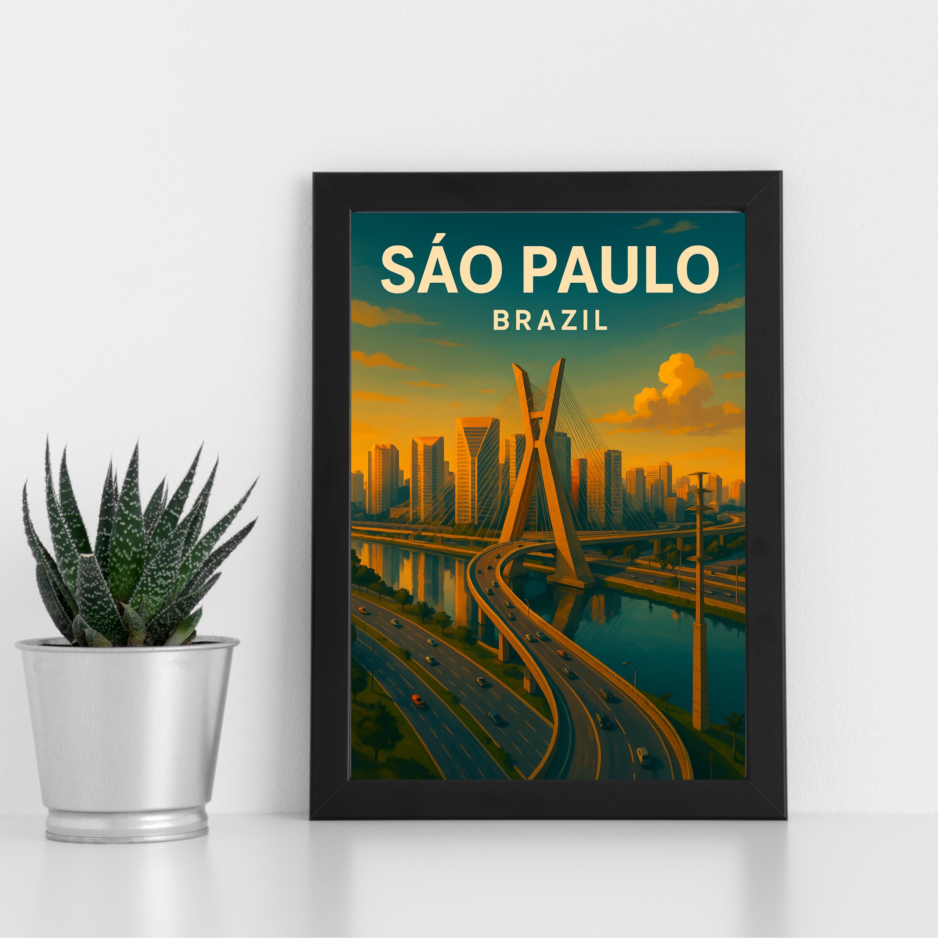 Poemobiles Sao Paulo/フリオ プラサ/ポスター Sao Paulo Frame - Etsy