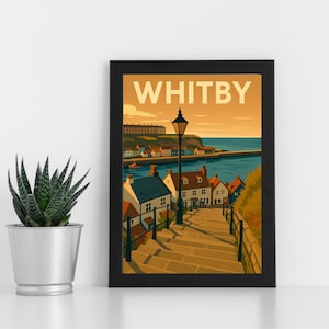 Arte de impressão digital de Whitby l North York Moors l pôster, cartão postal, impressão emoldurada, cartão comemorativo l Retrato