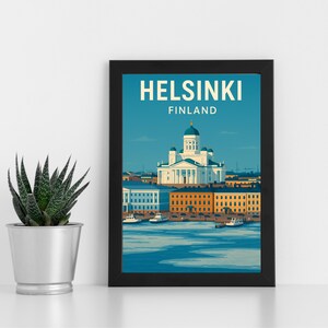 Oeuvre d'art en impression numérique d'Helsinki Finlande l Finlande l Poster personnalisé, carte postale, impression encadrée, carte de voeux l Portrait