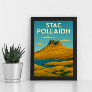 Stac Pollaidh Digitaldruck Kunstwerk l Schottischer Highland Berg l Individuelles Poster, Postkarte, gerahmter Druck, Grußkarte l Portrait