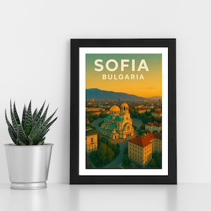 Impresión de Sofía, Bulgaria: Póster de viaje a Europa (Descarga digital)