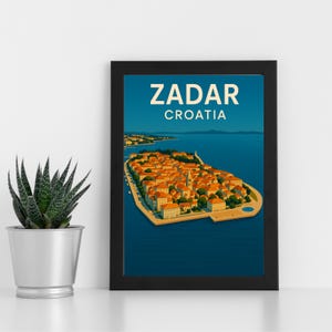 Oeuvre d'art en impression numérique de Zadar Croatie l Croatie l Poster personnalisé, carte postale, impression encadrée, carte de voeux l Portrait