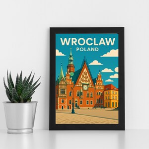 Breslau Digital Druck Kunstwerk Polen l Individuelles Poster, Postkarte, gerahmter Druck, Grußkarte Portrait